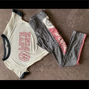 2 piece Pink top and leggings set